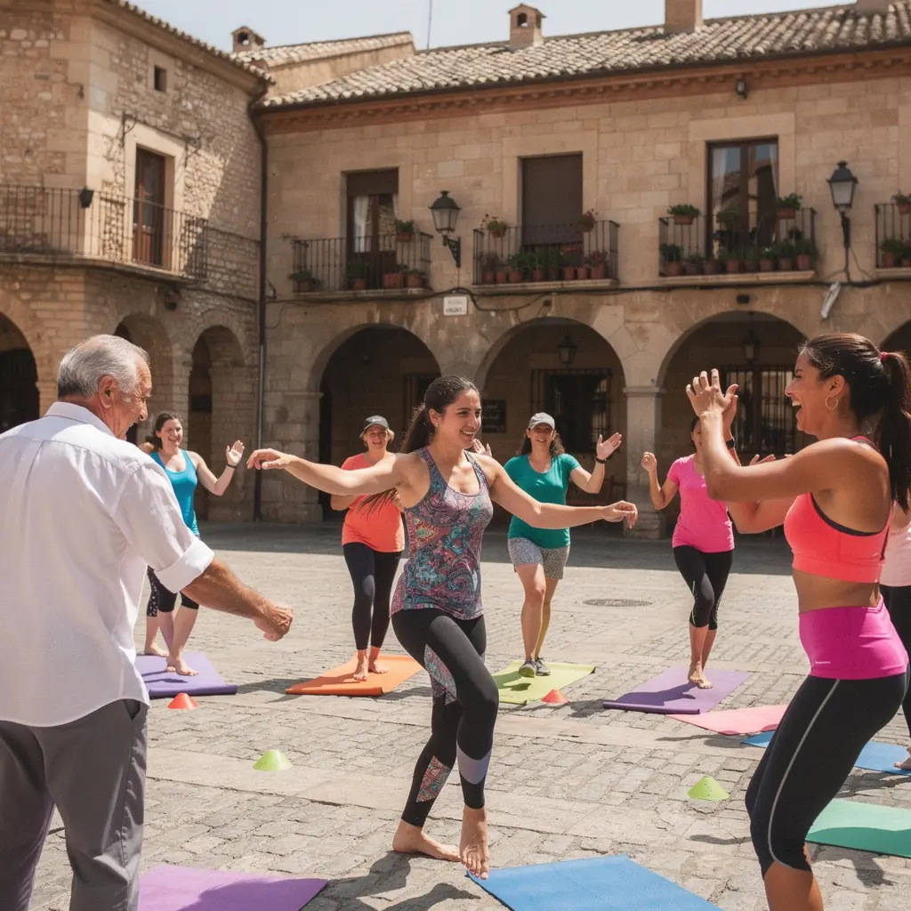 Un instructor guiando a los participantes en movimientos fluidos que promueven la eficiencia en el movimiento.
